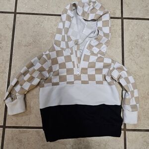 Toddler Checkered Hoodie with Half-Zip